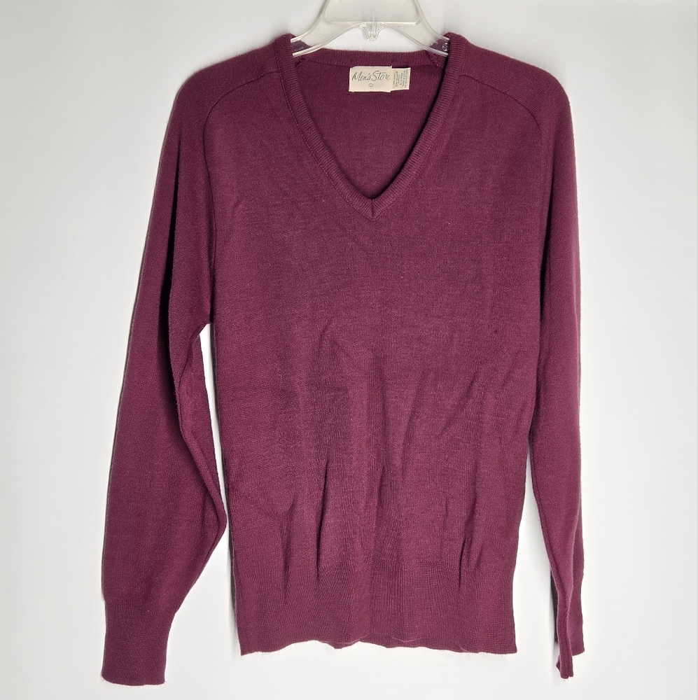 Vintage Sears Men's Store Red V-Neck Sweater